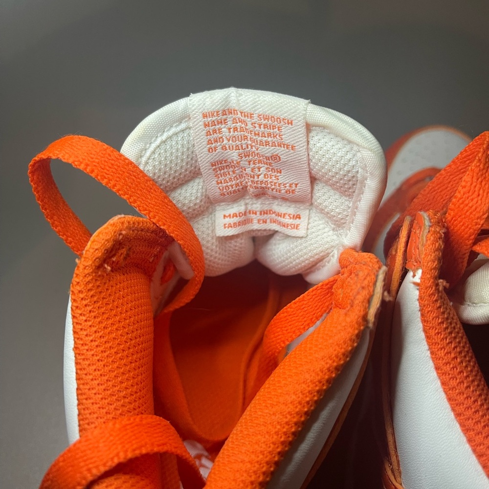 Orange and white retro Jordan 1 dunks